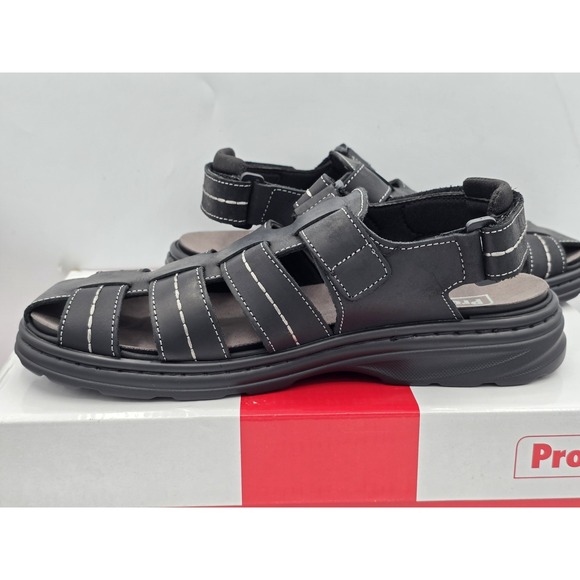 Propet Hunter Men's Leather Adjustable Fishin Fisherman Sandals | Size 8.5 Black - Picture 12 of 13